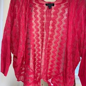 Bebe Red Scalloped Sheer Shrug (NWOT) - Size P/S